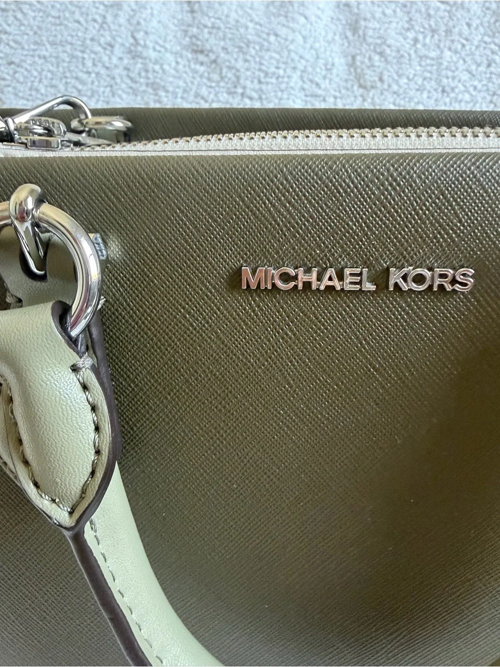 MICHAEL Michael Kors Olive Green Saffiano Mini Satchel with Crossbody Strap